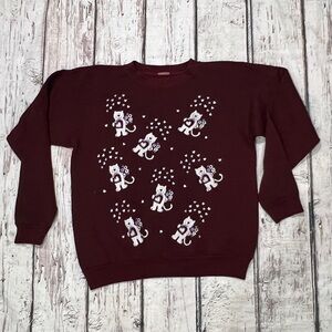 Vintage 1980s Cat and Flowers Cute Crazy Cat Lady 80s Crewneck Sweatshirt